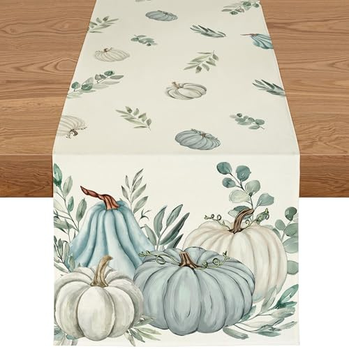 ZWJD Tischläufer Herbst 40x240 cm –Herbsttischläufer Waschbar & Modern, mit Blätter- & Kürbis-Motiv, Herbstdeko Tischdecke für Küche, Esstisch, Innen & Außen