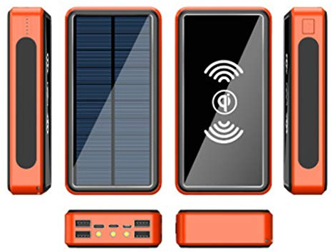 Batterie Externe, PowerBank, 100 000 mAh, Chargeur Solaire, Chargeur Portable Solaire, téléphone Portable, Orange