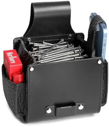 quipuda Echtes Leder Nageltasche für Zimmerer, Werkzeuggürtel Herren，Schraubentasche für Gürtel, Dachdecker Elektriker Werkzeugtasche