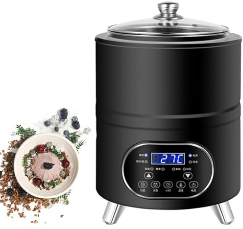 Yaourtière Commerciale, Yaourtière 8/12 L, Yaourtière Grecque En Acier Inoxydable, Fermentation À Température Constante À 360°, Grande Capacité, For Vinaigre De Fruits, Yaourt, Vin De Riz(Black,12L)