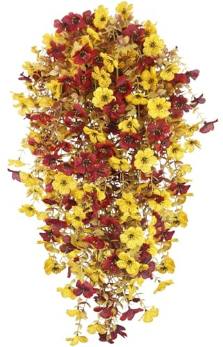 CEWUDA 4 Stück Kunstblumen Hängend Herbst Hängepflanze wie Echt Kunstpflanze Hängend Draußen Wetterfest 76CM Künstliche Hängend Herbstblumen für Garten Hochzeit blumenampel innen Herbst Deko