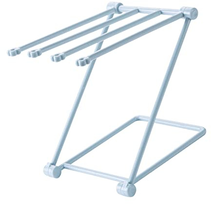 Ejoyous Folding Towel Drying Rack with 4 Arms, Space-saving Design, Sturdy Structure, Well Organized, Multifunctional, Beautiful and, Easy to Take, Hanging Towel Holder for Kitchen (Light Blue)