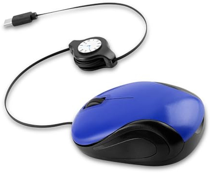 Illkjasfc Souris filaire de type C rétractable extensible 1000 DPI pour ordinateur de bureau, ordinateur portable ergonomique