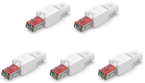Joselin 5 Conectores Ethernet RJ45 Con Perforadora De Cables, TerminacióN De Red FáCil De Hacer Usted Mismo, No Requiere Crimpadora Para Enrutadores Y Conmutadores De Escritorio