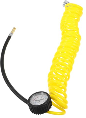 CLISPEED Manguera De Aire Para Compresor De Aire Flexible De Poliuretano 5 Metros Resorte Espiral Conector Hembra Metal Adecuado Para Taller y Riego Industrial