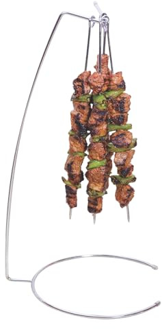 TheOwnas Hanging Skewer Set. Kebab Stand. 5 Skewers, BBQ Meat, Chicken & Vegetable Grill Display Rack for Home, Restaurant & Outdoor Cooking.
