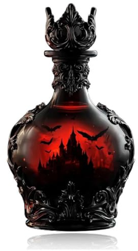 Botella de whisky estilo poción mágica, decantador de vidrio de elixir de vampiro gótico de Halloween 2025 para vino, aireador de licor vintage, decoración de escritorio (botella de whisky)