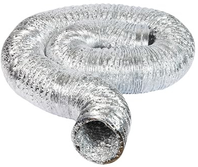 Airflow 100mm (4 inch) x 5m Flexible Aluminium Foil Insulated Ducting Pipe - Tumble Dryer Vent Hose, Flexible Ducting for Extractor Fans, Cooker Hoods & Hydroponics