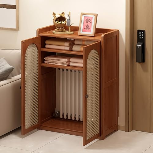 STCERY Heizkörper Abdeckung Aus Bambus Mit Tür, Schrankregal Für Heizungsabdeckungen, Rattan-Heizschrank, Glatte Oberfläche, Für Das Wohnzimmer Und Das Schlafzimmer Zu Hause(98cm/38.6in)