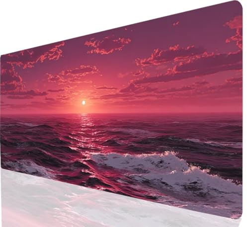 Sunset Mouse Pad Large Mouse Mat Red XXL 900 x 300 mm Gaming Keyboard Lmproved Precision and Speed, Mousepad With Stitched Edge Anti-Slip, Desk Mat Waterproof Rubber, Desk Pad for Gaming Laptop a-3706