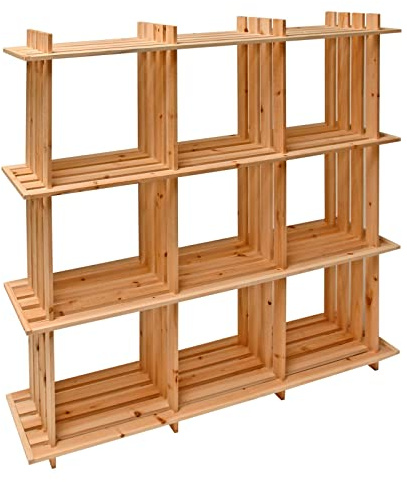 DEMA Holzregal Universalregal – Lagerregal, Kellerregal, Aufbewahrungsregal – stabil, platzsparend, vielseitig – 9 Fächer, 113x27x110 cm, Wohnzimmer, Keller, Büro