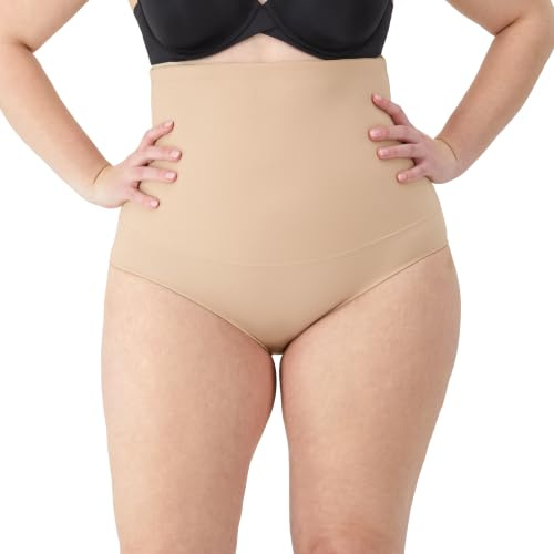 Maidenform Women's Fat Free Dressing High Waisted Brief Control Knickers, Beige (Latte Lift), L UK