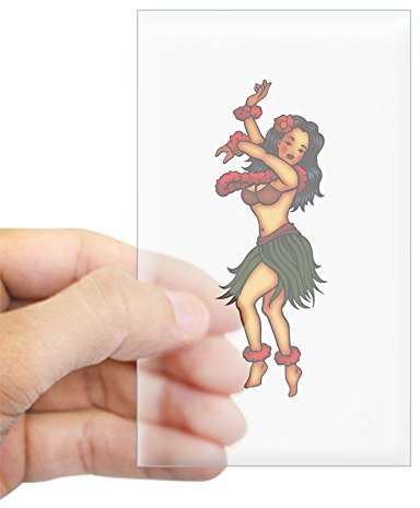 CafePress Hula Dancing Girl Tattoo Art Rectangle Sticker Rectangle Bumper Sticker Car Decal