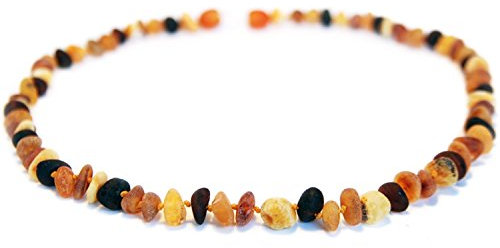 Bernstein-Halskette – Größe 46 cm – 100% echte unbehandelte Baltische Bernstein-Perlen – Erwachsene Herren Damen – authentischer Heilschmuck – verpackt in Organza-Geschenkbeutel MLT.U-BRQ46