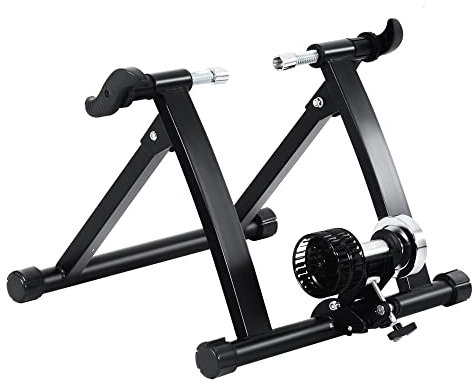 HOMCOM Rodillo de Bicicleta Entrenamiento Plegable con Resistencia Magnética para Ruedas de 650C/700C o 26-28 Pulgadas para Casa Interior Carga 135 kg 54,5x47,2x39,1 cm Negro