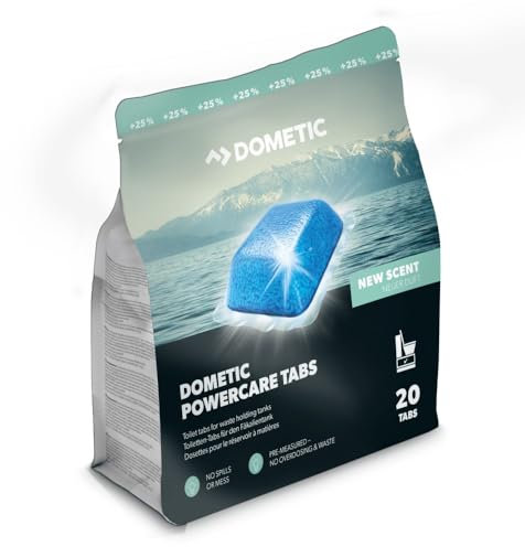 DOMETIC Power-Care für Camping-WCs & Chemietoiletten – Sanitär-Zusatz zersetzt Fäkalien und verhindert unangenehme Gerüche – Alternative zu Sanitärflüssigkeit (20 Tabs für 20 Tankfüllungen), 500 g