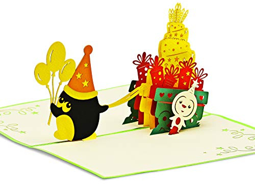 FeinKnick Fröhliche Geburtstagskarte für Glückwunsch | 3D Pop Up Karte | Hochwertig filigrane Pop-Up Karte, 11 x 18 cm – Glückwunschkarte für Geburtstagsgrüße, Jubiläum & Gratulation zum Geburtstag