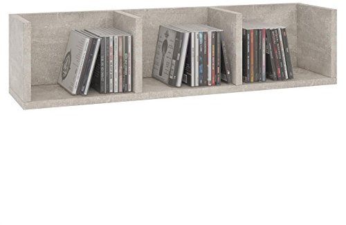 CARO-Möbel CD DVD Regal Stars Wandregal Hängeregal mit 3 Ablagefächern in Betonoptik, Dekorationsregal