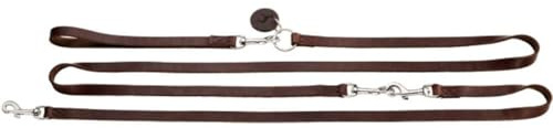 HUNTER SOLID EDUCATION Kombileine 6in 1 für Hunde, Führschlaufe, Umhängeleine, Koppel, Langleine, Führleine, Kurzführer, Leder, 1.8 x 310 cm, dunkelbraun