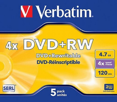 Verbatim DVD+RW Matt Silver 4x ; Contenu : 5 pièces
