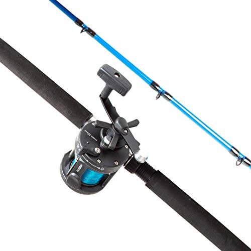 Fladen Fishing Fission Ensemble canne à pêche et moulinet multiplicateur de qualité avec ligne pour pêche marine et hauturière Classe bateau/mer Bleu 1,8 ou 2,1 m 13,6 à 18,1 kg, ., bleu, 6ft / 1.8m