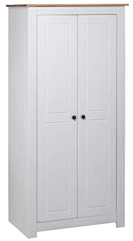 Tidyard Mehrzweckschrank Kleiderschrank Büroschrank Mit 2 Fächern und Einer Kleiderstange,Kleiderstange Aktenschrank 80 x 50 x 171,5 cm für Wohnzimmer,Schlafzimmer,Kiefer-Massivholz