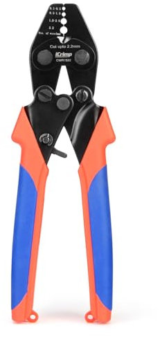 iCrimp - Pinza crimpatrice per funi metalliche con taglierina integrata per crimpatura di diametro 0,1-2,2 mm, con manicotti ovali in alluminio, manicotti di arresto, ghiere duplex