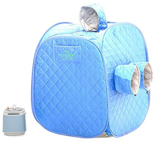 MYYINGELE Portable Steam Sauna Cabin, 2L Stainless Steel Liner Personal Spa Home Sauna Steam Weight Losing, Blue, 100 * 80 * 80cm