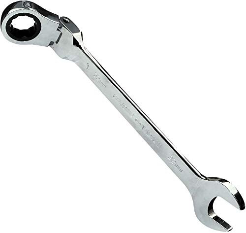 AERZETIX - Llave Plana combinada extremo abierto/Clásico 22mm - a Llave de trinquete Cabeza Articulada/Flexible 22mm Anillo/Ojo 12 lados - No reversible/Métrico - en CR-V - Mango Recto Pulido - C45607