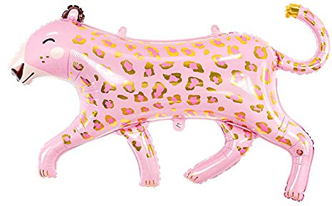 Partydeco Globo de helio de papel de leopardo rosa | Globo de primer cumpleaños para niñas y niños | Globo de aire de helio de animales del zoológico | Decoraciones de fiesta de cumpleaños