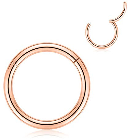 AROWRO 316L Surgical Steel Klappnasenringe Hoop 20G 18G 16G 14G 12G Nahtlose Piercingringe für Nasenseptumknorpel Helix Tragus Conch Rook Daith Lappendurchmesser 6 mm bis 14 mm