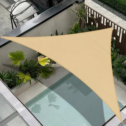 Cool Area Toldo Vela Impermeable Triangular 3x3x4.25m, Arena | Toldo Vela de Sombra Protección UV,PES Toldos para Patio Exterior Jardín Terraza