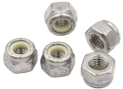 LBY 50pcs Lock Nuts, 1/4-28 Nylon Insert Hex Lock Nuts, 304 Stainless Steel (Silver)