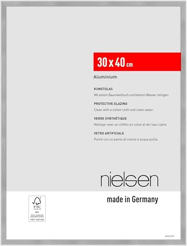 nielsen Aluminium Bilderrahmen Atlanta, 30 x 40 cm, Silber | Aluminium Fotorahmen im Hoch- & Querformat zum Aufhängen Silber matt bruchsicheres Kunstglas
