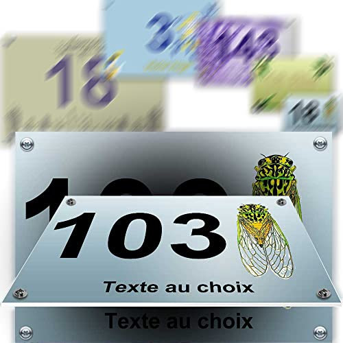 Petite plaque PVC numéro maison décorative - pour porte et boite aux lettres - collection provence : 2 lignes personnalisables