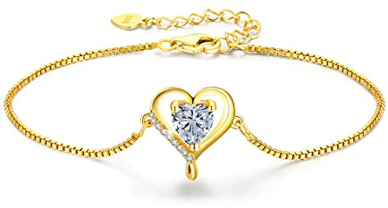 LAVUMO Herz Armband Damen Armband Rosegold Sterling Silber 925/Messing Schmuck Damen an Muttertag Weihnachten Valentinstag Geburtstags Geschenk für Sie MaMa Frau Freundin Verstellbar Armband