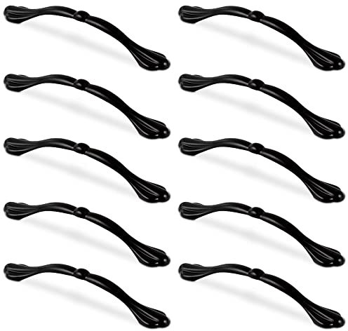 Mavö 10 Stück Schubladengriff 128mm Lochabstand Aluminium Möbelgriffe Vintage Schwarz Finez
