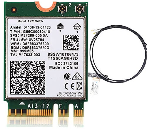 AX210NGW Scheda WiFi Tri-Band Modulo Wireless per Laptop con Windows 11/10 64bit M.2/NGFF, Scheda WiFi 6E 11AX con Bluetooth 5.3, MU-MIMO, 2 antenne