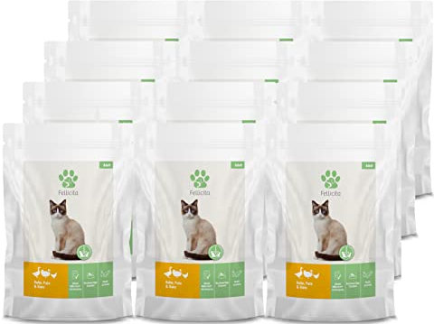 Fellicita Premium Nassfutter für Katzen, Huhn, Pute und Gans, 12er Pack, 12 x 95 g, Multiprotein, hochwertiges Katzennassfutter, getreidefrei, leckere Pastete, Alleinfuttermittel