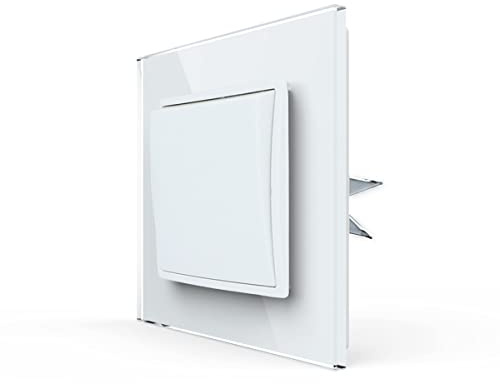 LINA Lichtschalter 1 Fach VDE Wippe für Unterputz WEIß mit Glasrahmen H1-D110M Komplettset UP Kippschalter einfach Wippe Glas Wandschalter Schalter