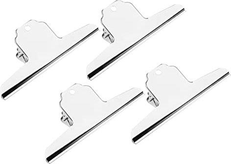 Cabilock 4stücke Edelstahlklammern Büroklammern Metallklammern Große Klammern Binder-büroklammern Metallscharnierklammern Aktenklemmen Für Zeitungen Und Dokumente
