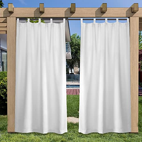 SK Studio Outdoor Vorhang Wasserdicht Terrasse Vorhänge mit Abnehmbaren Schlaufen Sonnenschutz Sichtschutz für Balkon Terrasse Garten Pavillon Strandhaus, 1 Stück Weiss, 132x213cm