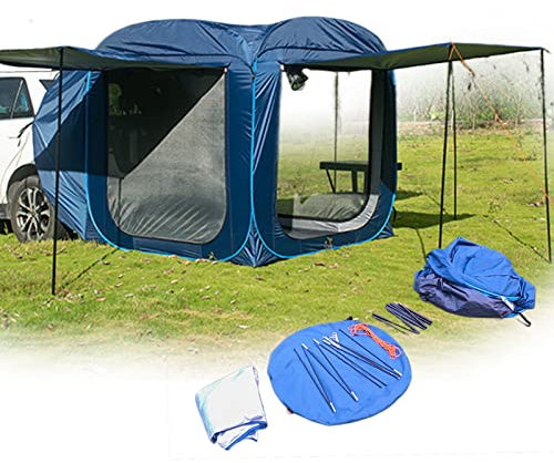 json2xml SUV Family Camping Zelt - Bis Zu 4-Personen Schlafplatz,Universal Fit, Pop-Up Schatten Markise Für Picknick&Sport Veranstaltungen&Outdoor Reisen,Mit 3 Pcs Mesh Tür&Reißverschluss Eingang