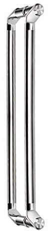 Gebürsteter silberner Edelstahl-Türgriff, Türgriff aus gehärtetem Glas, Push-Pull-Griff, kommerzieller Büro-Türhandlauf, 2 Längen (Länge 800 mm)