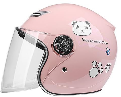 AOOPOO Casco per Bambini e Ragazzi, Casco Jet con Visiera, Adatto per Scooter, Ciclomotore e Bicicletta, Sgancio Rapido 44-52 Cm