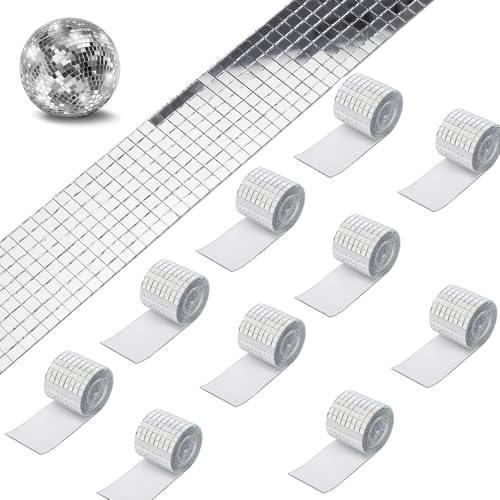 WOOLUCK® 10 Rollen 16000 Stücke selbstklebend mini Spiegel,Mosaik Spiegelfliesen Aufkleber Glas 5 x 5 mm für Discokugel Basteln,DIY Küche Badezimmer KTV