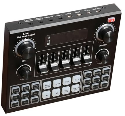 ibasenice Externe Soundkarte für Live Streaming mit Stimmverzerrer und Großem Akku Unterstützt Duale Mobiltelefone Abs Material für Computer und Handset
