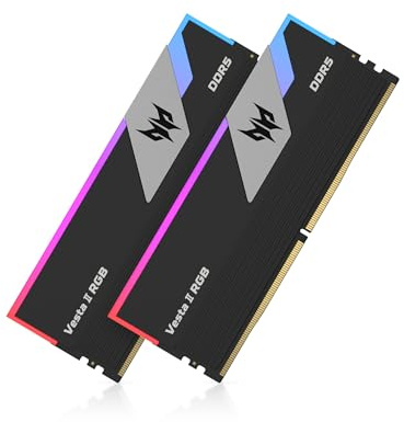 Acer Predator Vesta II RGB DDR5 RAM 64 GB (32 GBx2) 6000 MHz CL30 PC5-48000, memoria de computadora compatible con Intel XMP 3.0 AMD Expo, color negro - BL.9BWWR.334