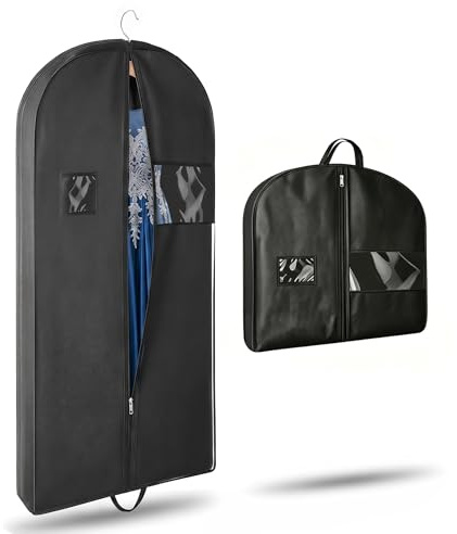 Kleidersack Lang 152cm – Extra Lange Kleiderhülle für Abendkleider, Brautkleid & Mäntel – Faltbare Anzugtasche für Reise & Aufbewahrung – Atmungsaktive Kleiderschutzhülle, Schwarz