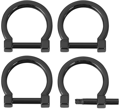sourcing map D-Rings with Screw Shackle, 4Pcs 13mm Zinc Alloy Horseshoe U Shape D Ring Buckles for Purse DIY Leather Craft Keychain, Black